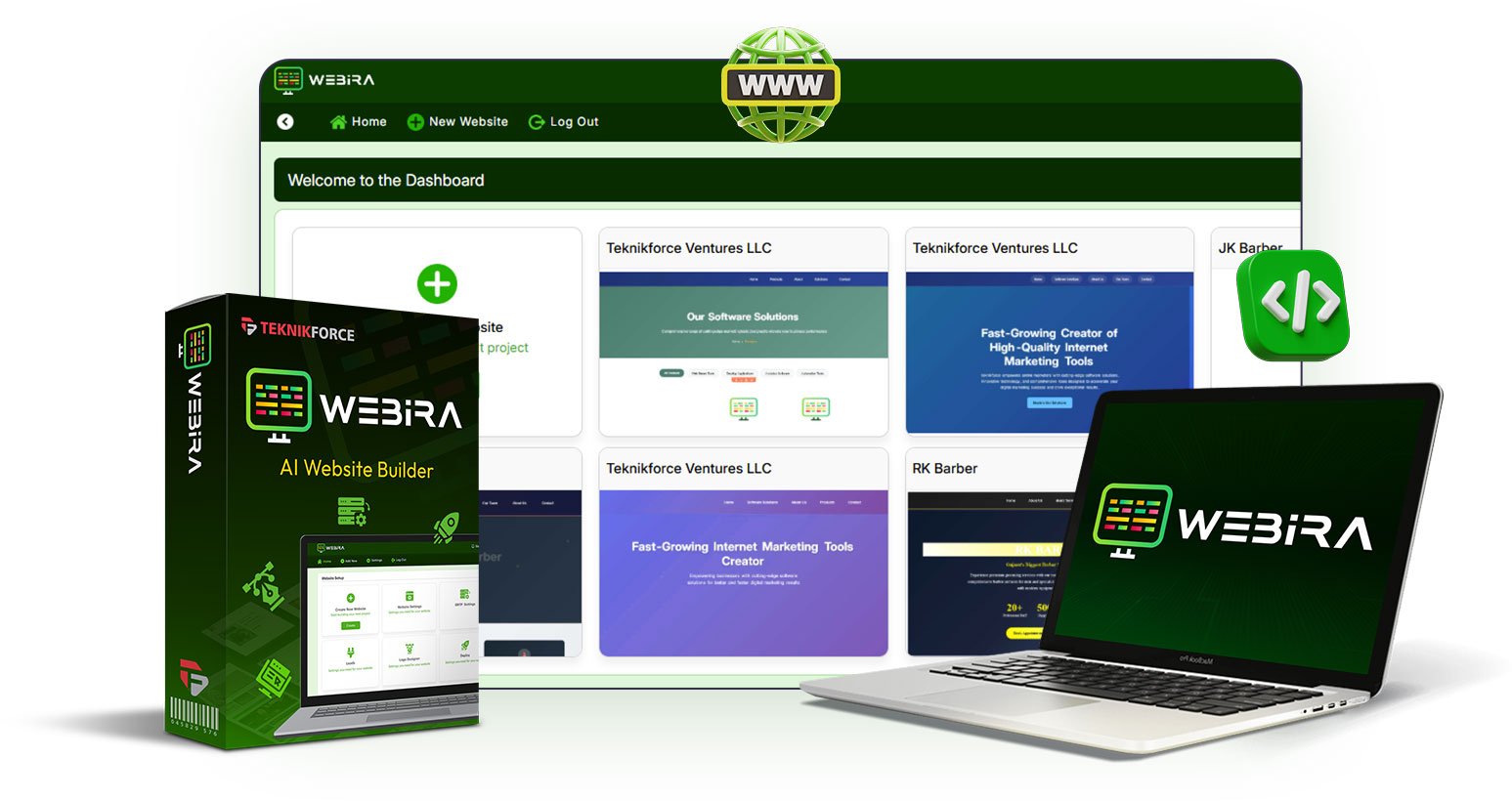 Illustration of Webira AI generating a website layout automatically - Webira Review